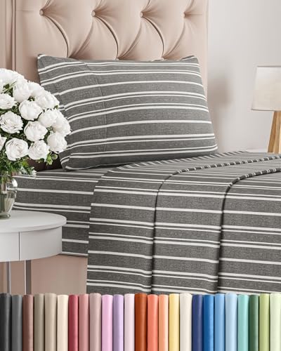 Twin Size 3 Piece Sheet Set (41 - Grey Stripes 3 / Twin)