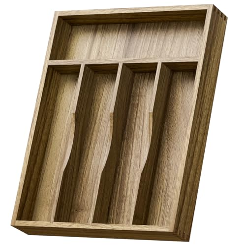 Acacia Wood Silverware Drawer Organizer (5 Slots)