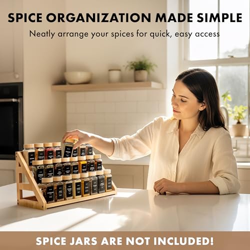 3 Tier Bamboo Spice Rack Organizer for Cabinet (Standing Rack)