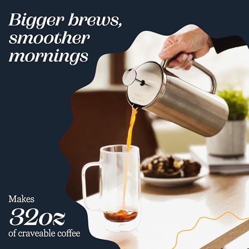P7 French Press (32 oz / Brushed Stainless Steel)