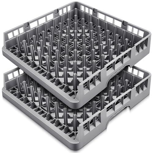 2 Pack Commercial Dishwasher Tray Rack (Gray / Peg Dish Opening)