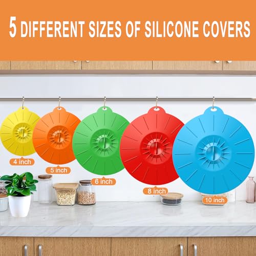 7 Pack Silicone Lids Microwave Splatter Cover (7-Pack Silicone Lids)