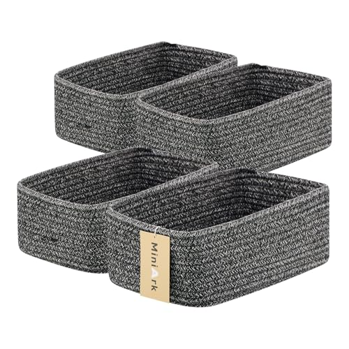 Small Storage Baskets for Organizing (4pcs-L11.5xW7.5xH4.7" / Dark Gray)