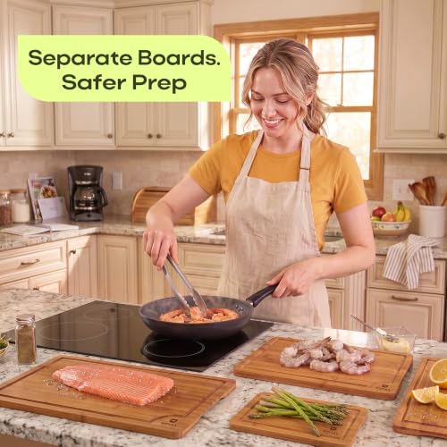 Wooden Cutting Boards for Kitchen Meal Prep & Serving (4-Piece / Brown)
