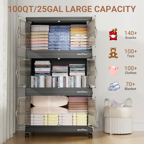 400Qt Stackable Storage Bins with Lid (4 Count)