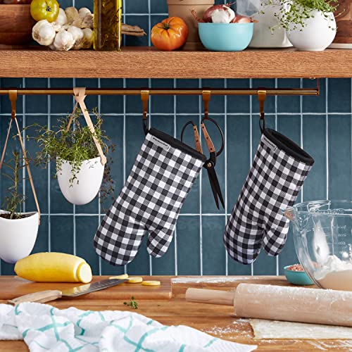 Gingham Oven Mitt 2 (Matte Black / 7"x13")