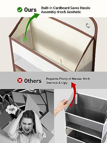 1 Pc 5 Tier Over the Door Organizer with 15 Pockets (Beige / 5 Tier)