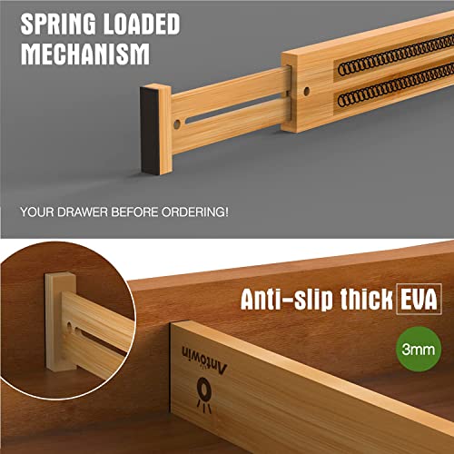 4 Pcs Expandable Bamboo Drawer Dividers (yellow)