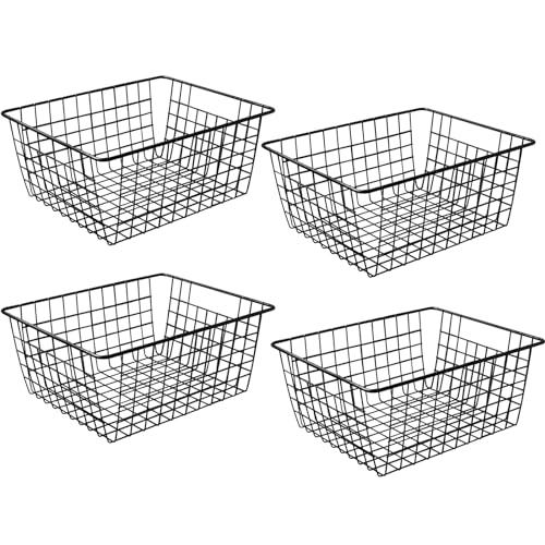 14" Upright Freezer Storage Baskets (Black / 14"-4Pack)
