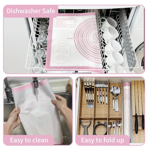 Silicone Pastry Mat for Dough Rolling (Pink / 28"L x 20"W)