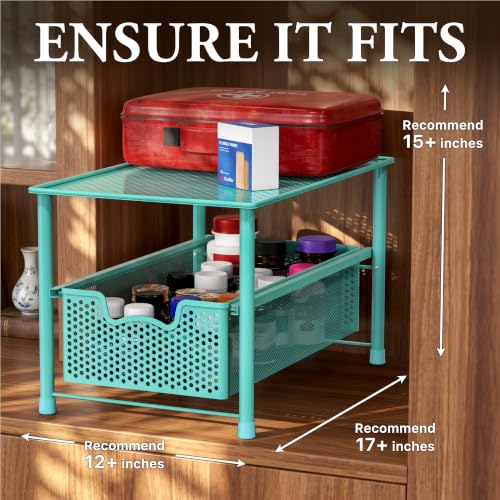 Stackable Under Sink Sliding Basket Drawer (Turquoise)