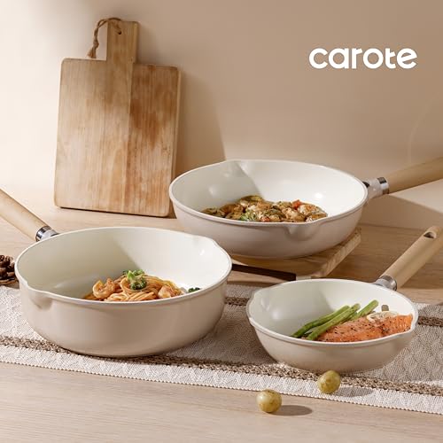 8" Ceramic Frying Pan with Lid (Taupe / 8 inch With Lid)