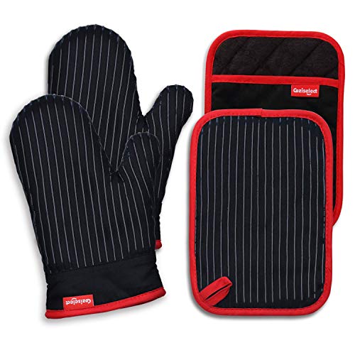 Oven Mitts and Pot Holders Set (Oven Mitts and Pot Holders Set Black)