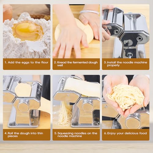 3-in-1 Pasta Maker Machine - 9 Thickness Stainless Steel Roller (MZ-150PR)