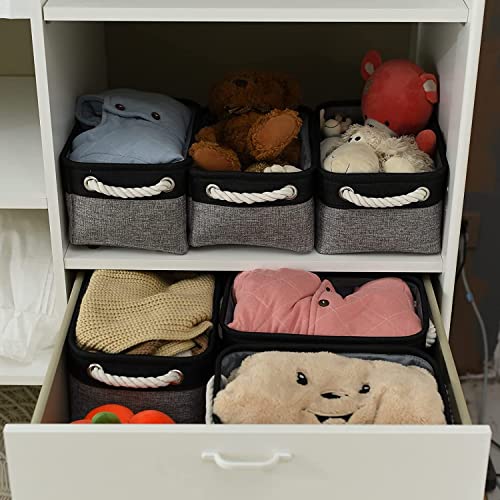 Storage Basket for Organizing (Black&Grey / Small -11.8Lx7.9Wx5.2H)