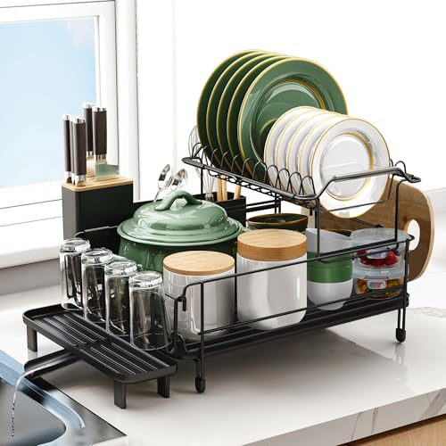 Large 2 Tier Dish Drying Rack for Kitchen Counter (2-Tier)