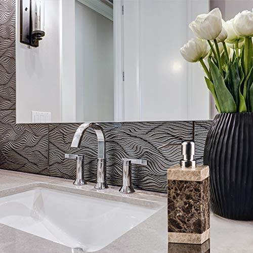 Hand Liquid&Lotion Soap Dispenser Pump Bottle Natural Marble for Kitchen Bathroom Countertop Laundry Room Holds Dish Soap Shampoo Laundry Liquid Shower Gel