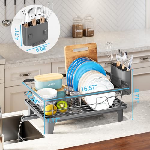 Urakify Dish Drying Rack for Kitchen Counter (Gray)