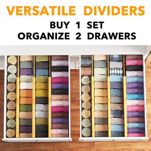 Bamboo Dresser Drawer Dividers 6 Pack (4.65''H, 17''-22''L / NATURAL)