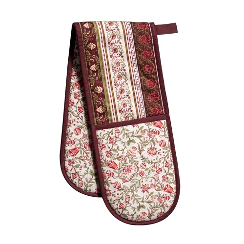 Double Oven Mitts 100% Cotton Double Oven Glove (051 - Reveillon Au Jardin / 7" x 35" (Double Oven Mitt))
