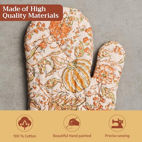 Maison d'Hermine Oven Gloves 100% Cotton Oven Mitt (127 - Pumpkin Spice / 7.5" x 13" (Oven Mitt))