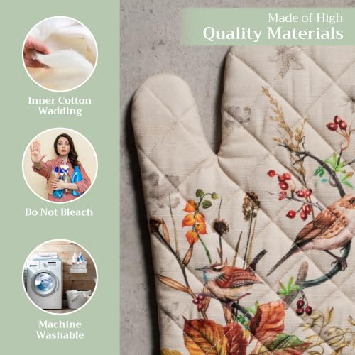 Maison d'Hermine Oven Gloves 100% Cotton Oven Mitt (053 - Recolte / 7.5" x 13" (Oven Mitt))