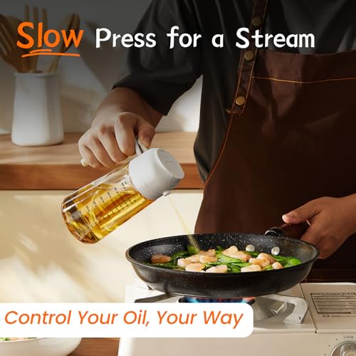 16oz 470ml Glass Olive Oil Sprayer for Cooking (White)