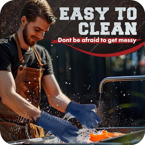 XL Silicone Smoker BBQ Gloves (Blue Mist / X-Large)
