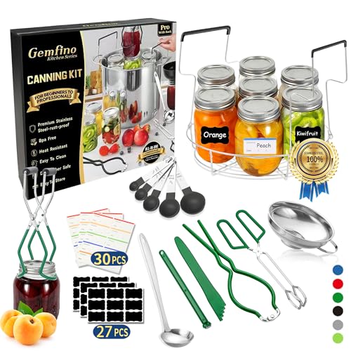 Canning Supplies Starter Kit with Canning Rack (11-Pcs Rack Set / DeGreen)
