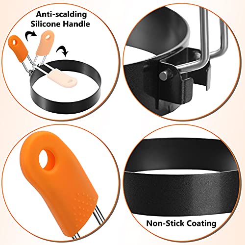 6 Pcs Egg Rings Griddle Pancake Molds (Round Style / 4 inches, 6 inches, 8 inches)