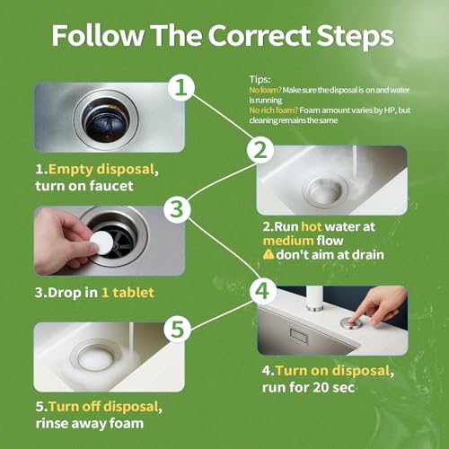 Garbage Disposal Cleaner and Deodorizer Tablets 20g 1 Year Supply Citrus Foaming Tablets for Garbage Disposal (12 Count (Pack of 1))