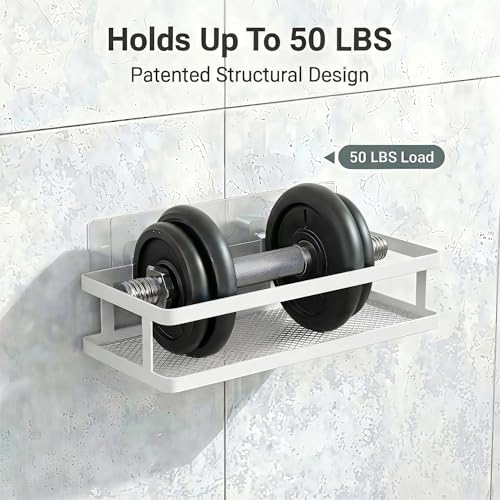 2 Pack Minimalist Shower Caddy Wall Mount (White / Minimalist Open (12.6" Wide))