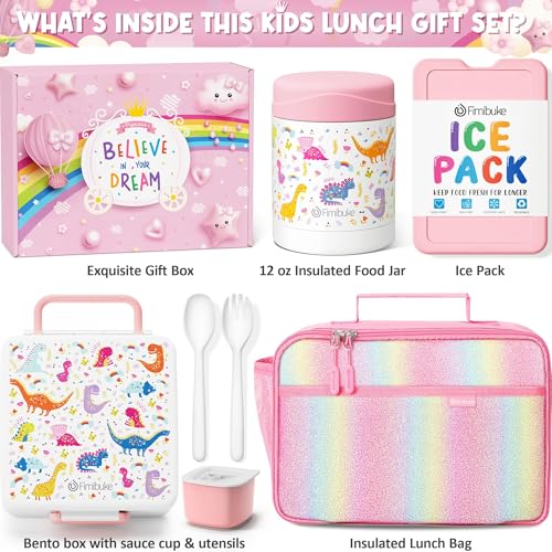 Kids Bento Snack Lunch Box with Thermo Insulated Toddler Lunch Bag
