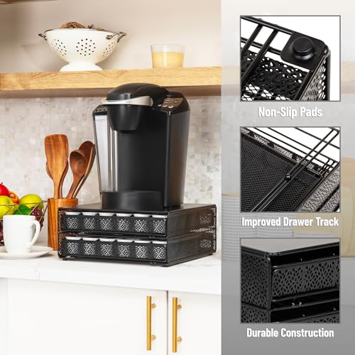 2 Drawer Coffee Pod Organizer with Removable Dividers (Square 72 Capacity)