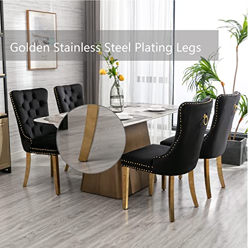 Black and Gold Velvet Dining Chairs Set of 6 (Standard Black)