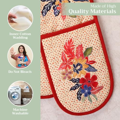 Double Oven Mitts 100% Cotton Double Oven Glove (064 - Kalahari / 7" x 35" (Double Oven Mitt))