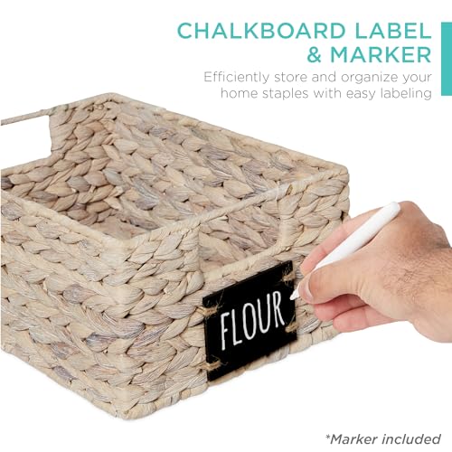 Set of 4 9x12in Water Hyacinth Pantry Baskets (9x12x5in / White)