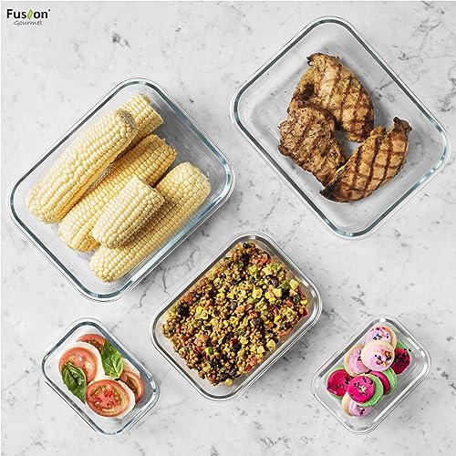 Family Pack Glass Storage Containers (5 Pack Mixed Size Rectangular Set)