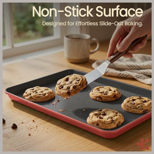 Bakken 8 Piece Ceramic Coated Bakeware Sets (Pink)