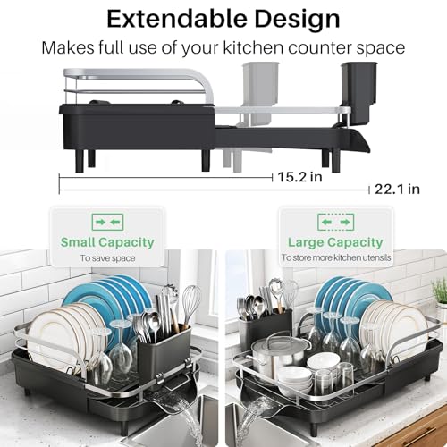 Expandable Dish Drying Rack for Kitchen Counter