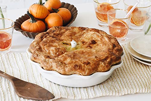 Stoneware 9" Fluted Pie and 9" Fluted Loaf Dish (White)