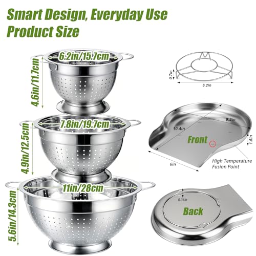 Stainless Steel Colander Set with Handles & Self (3 Sizes Colander Set with Handles & Self-Draining Base)