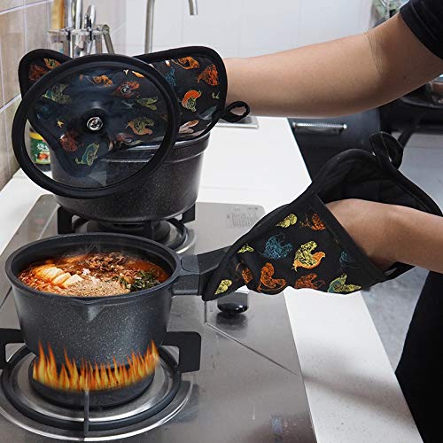 Pot Holders Set of 2 (Rooster, Black Potholders)