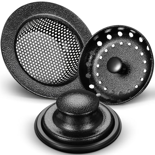 3 Pcs Sink Plug Stopper Disposal Drain Strainer (Black Texture)