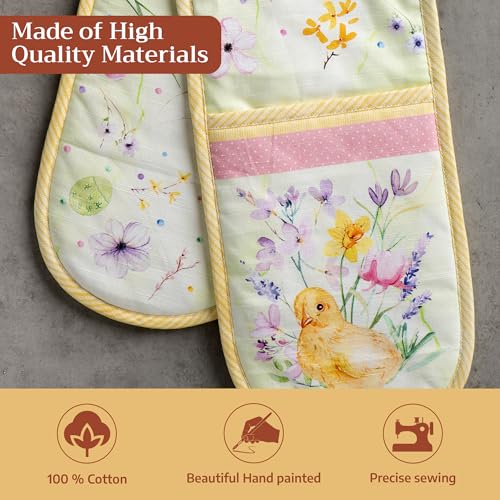 Double Oven Mitts 100% Cotton Double Oven Glove (095 - Easter Zest / 7" x 35" (Double Oven Mitt))