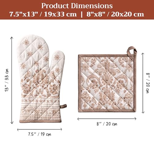 100% Cotton Oven Mitt & Pot Holder Set (121 - Allure / 7.5" x 13" & 8" x 8" (Oven Mitt & Pot Holder))