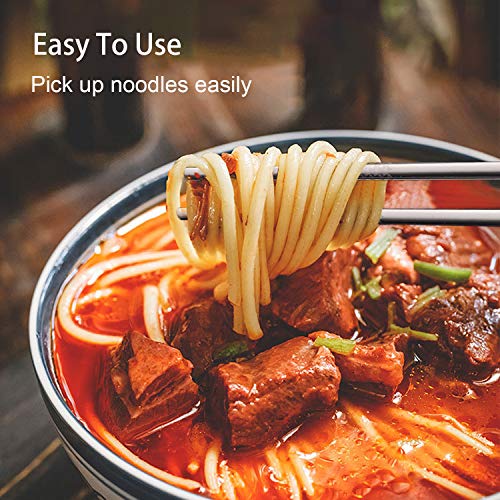 Metal Chopsticks Reusable 316 Stainless Steel Chopsticks Multipack Dishwasher Safe Chop Sticks Square Fancy Laser Engraved Non (Shiny silver 316 stainless steel)