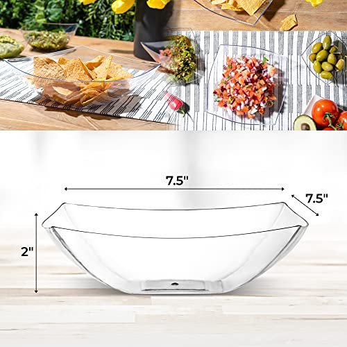 4 Pack Disposable Clear Plastic Serving Bowls Square Party Candy Use 32oz (32 OUNCE / Clear)