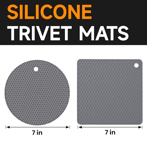Trivets for Hot Dishes (Grey: Square & Round)