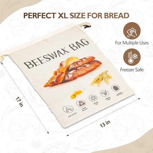 2 Pack Beeswax Bread Bag (Bread print color)